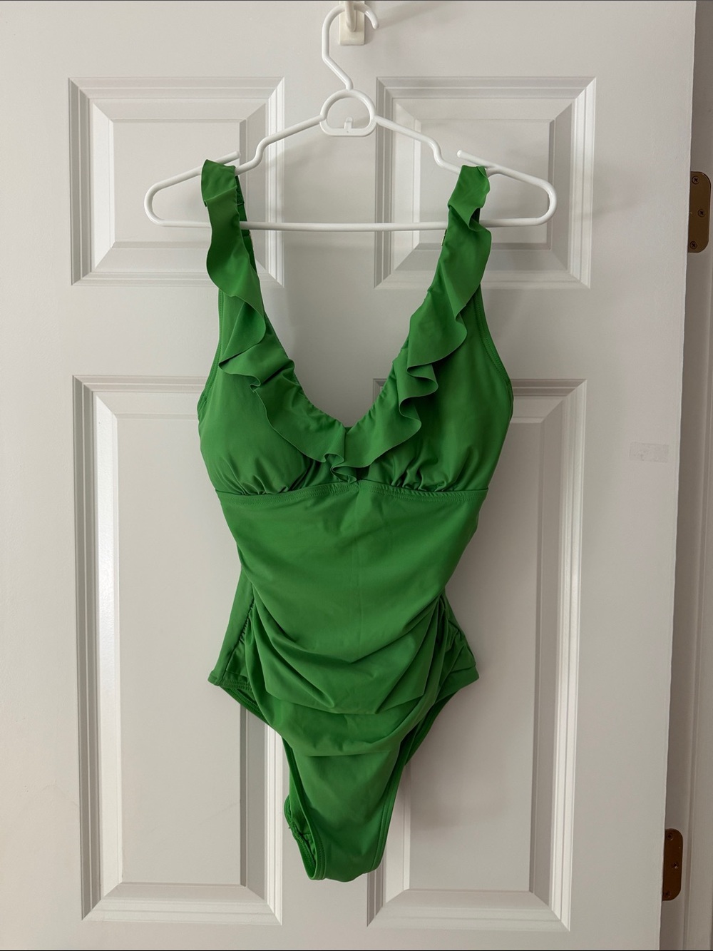 Dkny Bright Green Ruffle Strap One-Piece Swimsuit